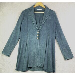 TESTIMONY Victorian Gold Button Jacket Womens Size Large Acid Wash French Terry